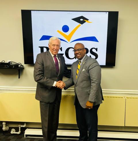 Congressman Steny H. Hoyer (MD-05) with Millard House II, Superintendent for Prince George’s County Public Schools.