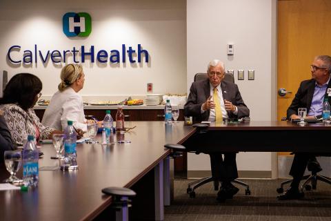 Congressman Hoyer speaks to hospital leadership and doctors during the roundtable